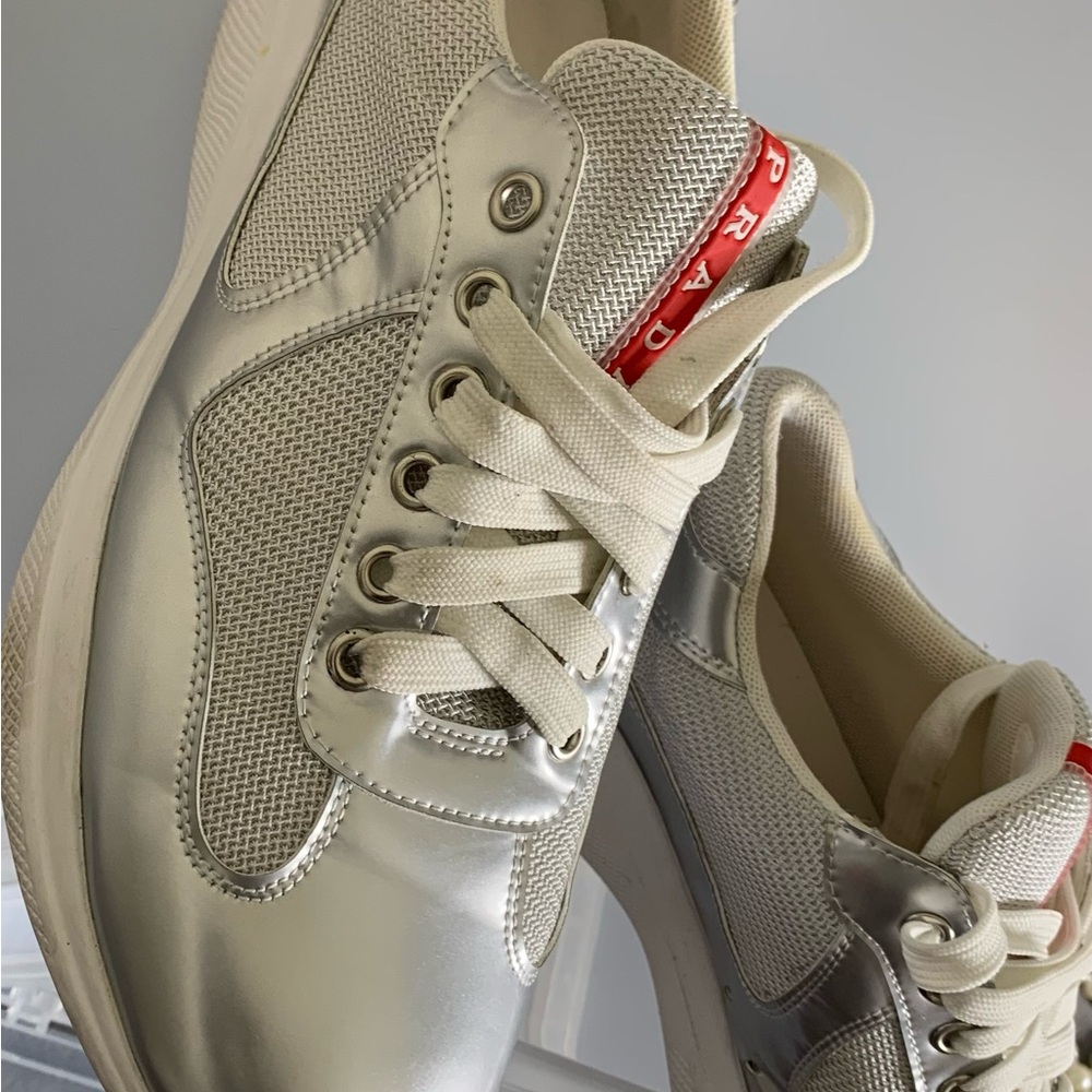Prada Women's Silver Sneakers - Picture 7 of 12